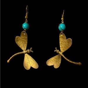 Handmade Dragonfly Gold Earrings